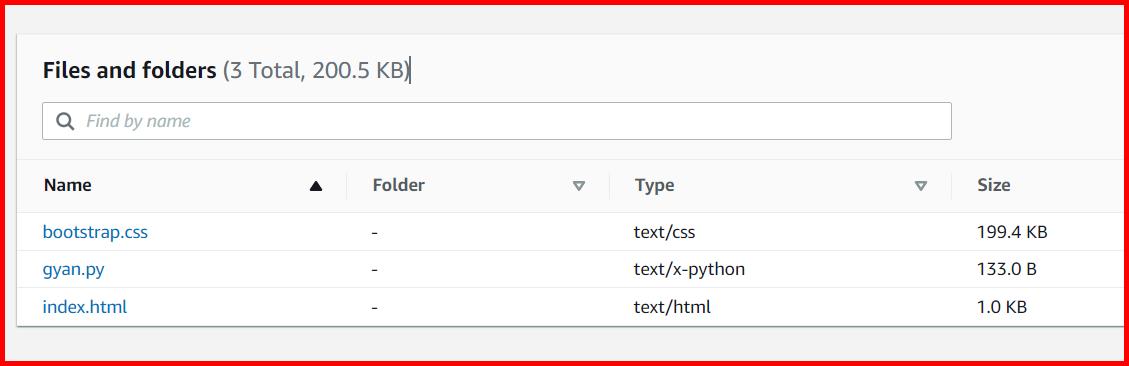 Picture showing the list of files copied on S3 bucket